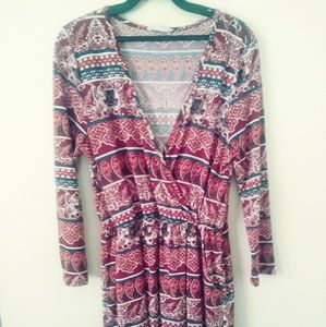 Boho knit dress. 3/4 sleeves
